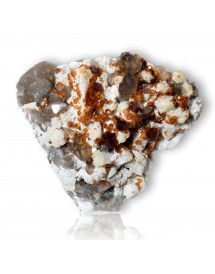 Cristaux de grenats et de quartz fume sur gangue