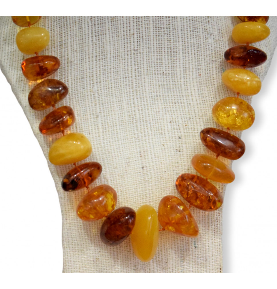Collier Ancien En Ambre Véritable - Bijou Vintage Et Unique - Occasion