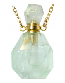 Collier avec pendentif flacon parfum en Fluorine verte