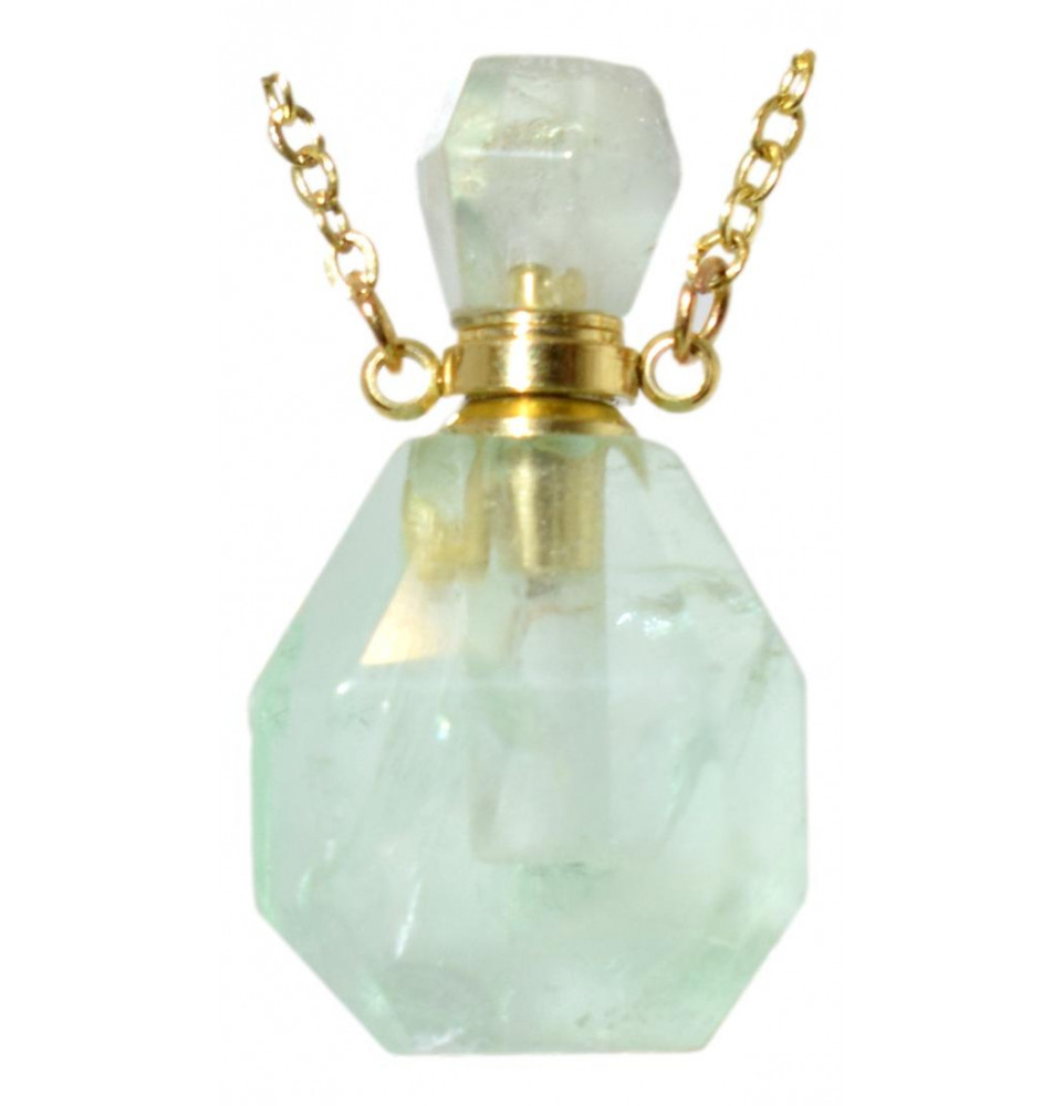 Collier avec pendentif flacon parfum en Fluorine verte