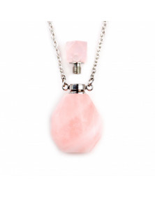 Collier avec pendentif flacon parfum en Quartz Rose