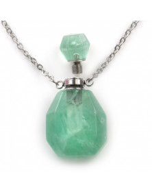 Collier avec pendentif flacon parfum en Fluorine verte