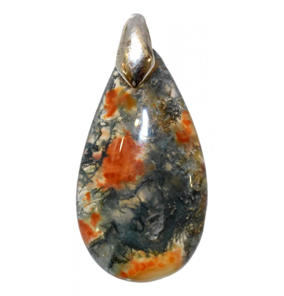 Pendentif Agate mousse orange et verte