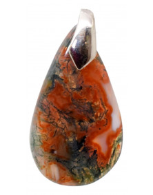 Pendentif Agate mousse orange et verte