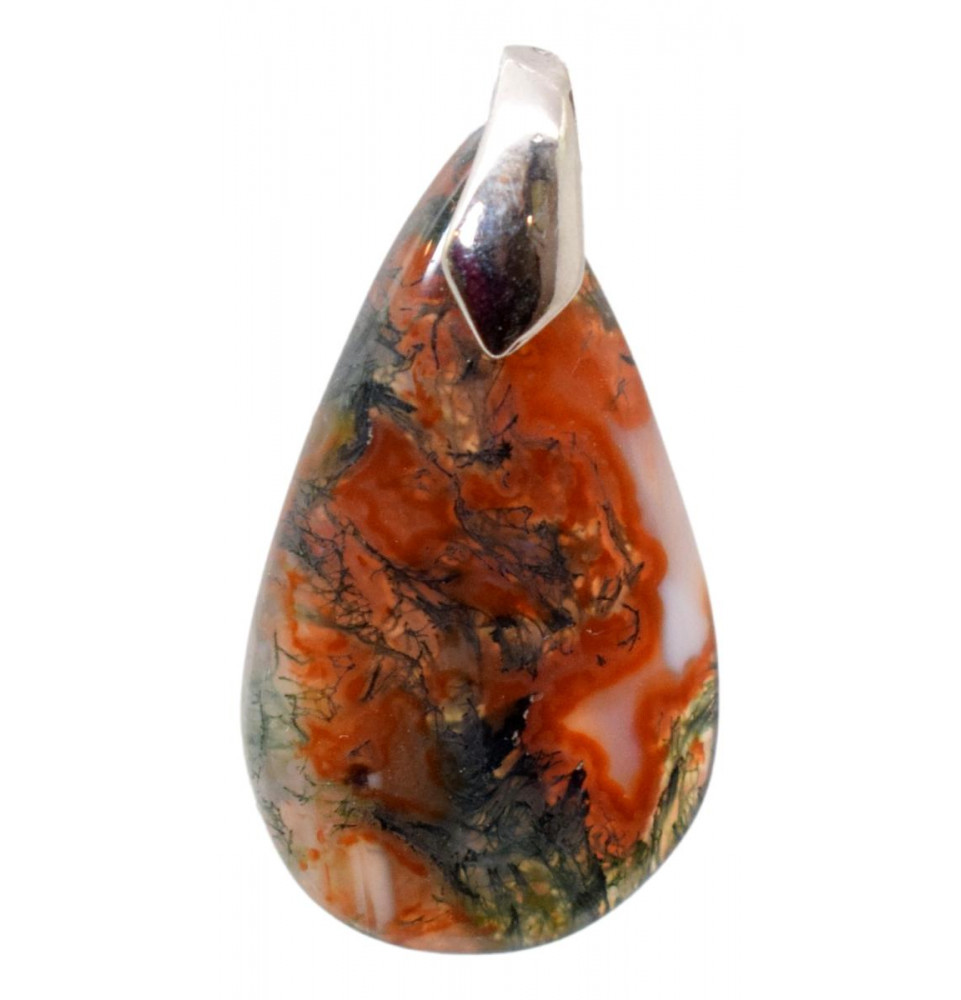 Pendentif Agate mousse orange et verte