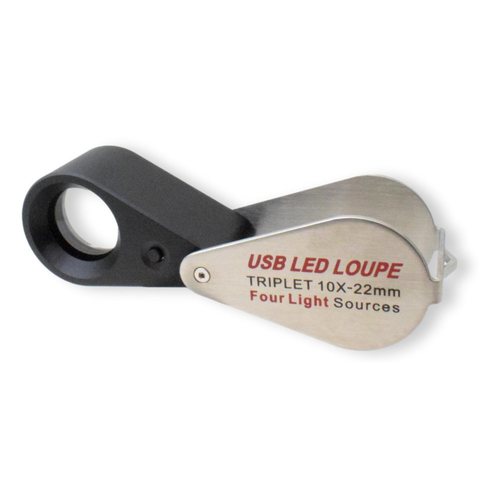 Loupe de terrain x10 avec LED et UV rechargeable USB Loupe de terrain x10 avec LED et UV rechargeable USB