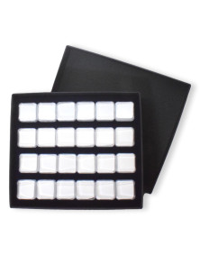 Coffret avec 24 boites carrées 24 boites SE03 de 19x19mm