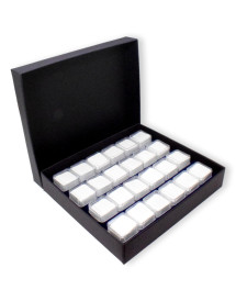 Coffret avec 24 boites carrées 24 boites SE03 de 19x19mm