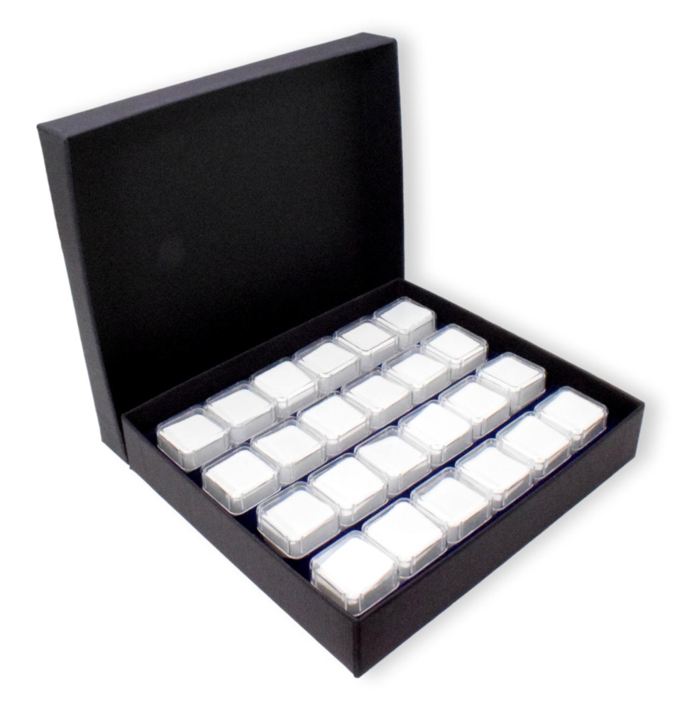 Coffret avec 24 boites carrées 24 boites SE03 de 19x19mm Coffret avec 24 boites carrées 24 boites SE03 de 19x19mm