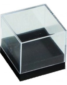 Boite transparente avec socle noir 26x26x26 mm