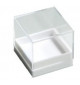 Boite transparente avec socle blanc 26x26x26 mm