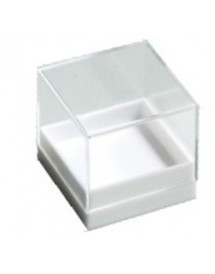 Boite transparente avec socle blanc 26x26x26 mm