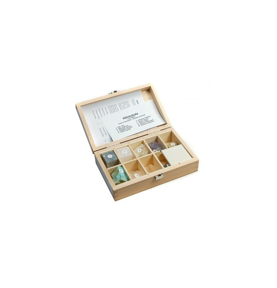 Petite échelle de dureté coffret en bois