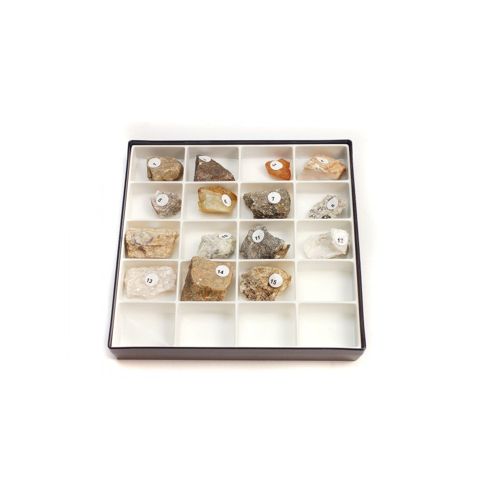 Ensemble de Collection de roche et minéraux, 24 sortes de minéraux,  échantillons de roche naturelle, éclats