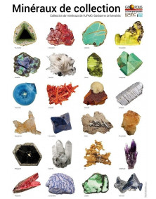 Poster mineraux de collection sur fond blanc