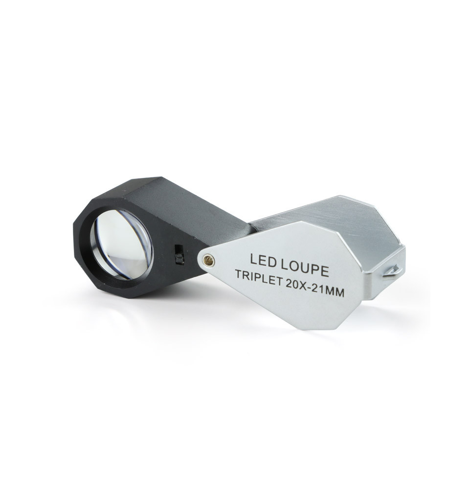 Loupe aplanatique de terrain x20 avec éclairage à LED incorporé