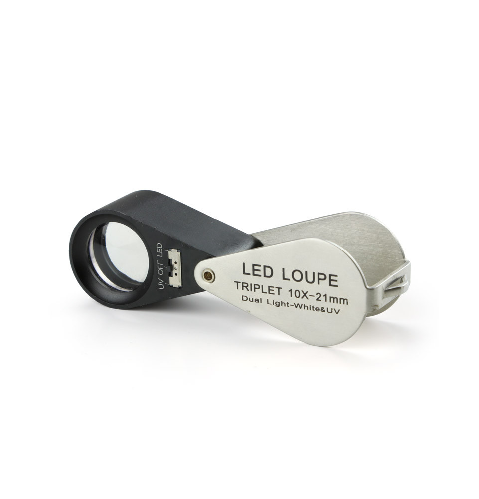 Loupe aplanatique de terrain x10 avec LED et UV incorporé