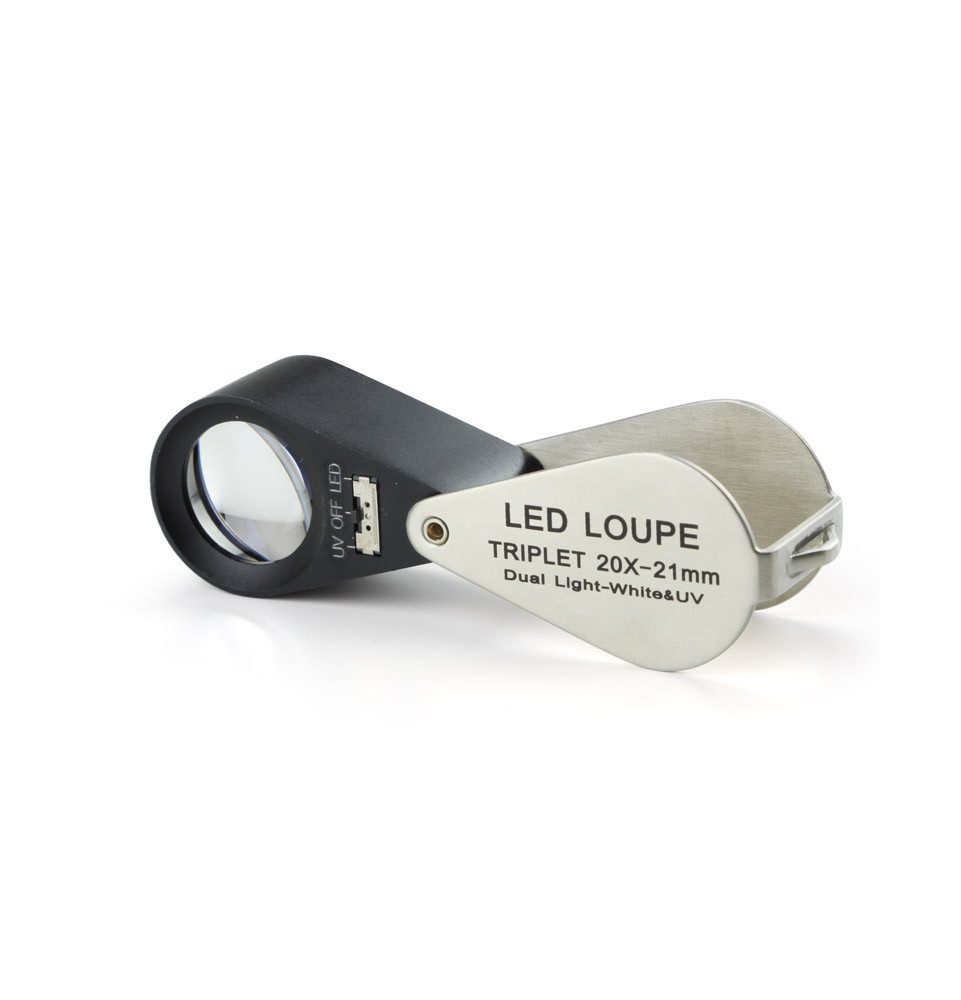 Loupe aplanatique de terrain x20 avec LED et UV incorporé