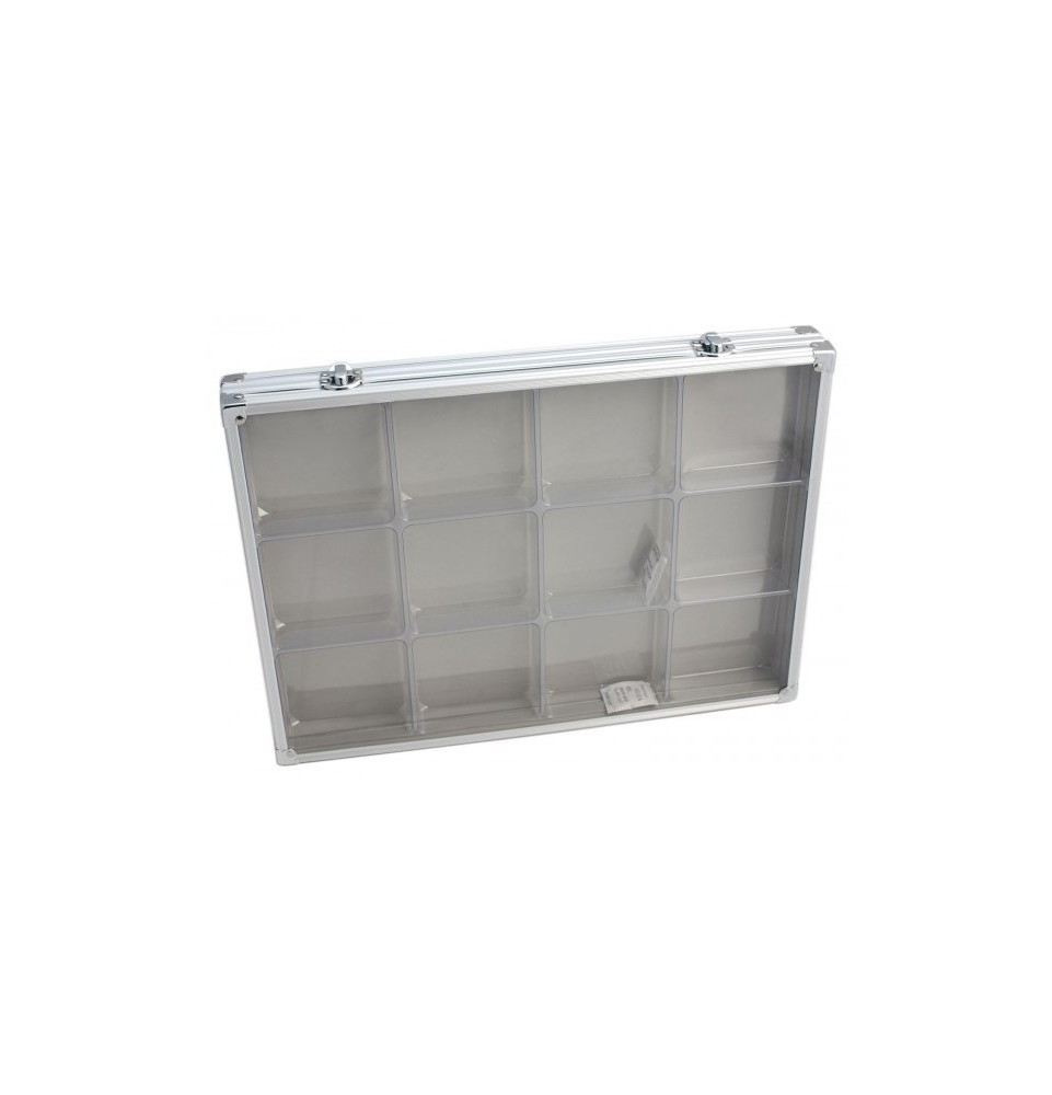 Vitrine de collection en aluminium 12 compartiments