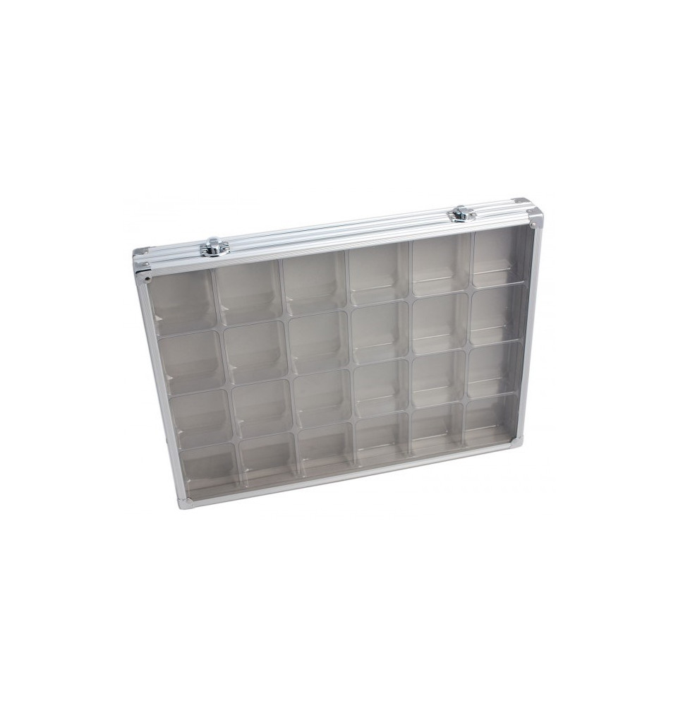 Vitrine de collection en aluminium 24 compartiments