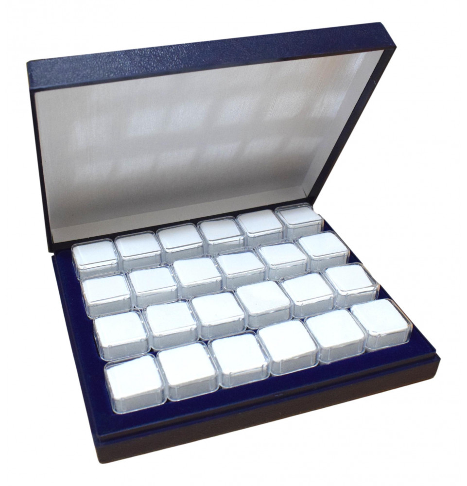 Coffret avec 24 boites carrées 24 boites SE03 de 19x19mm