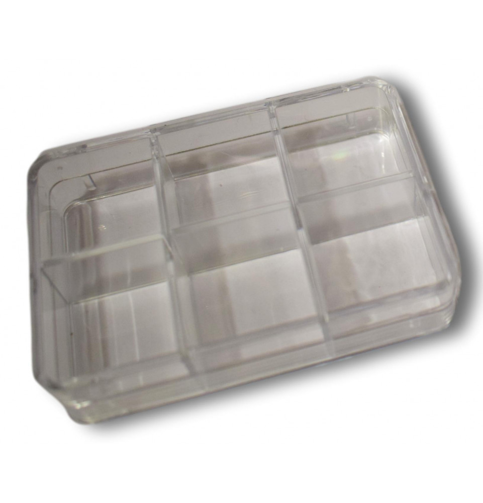 Boite transparente 6 cases 96x66x22 mm