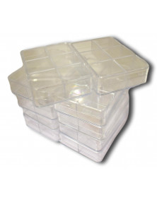 Boite transparente 6 cases 96x66x22 mm (lot de 10)