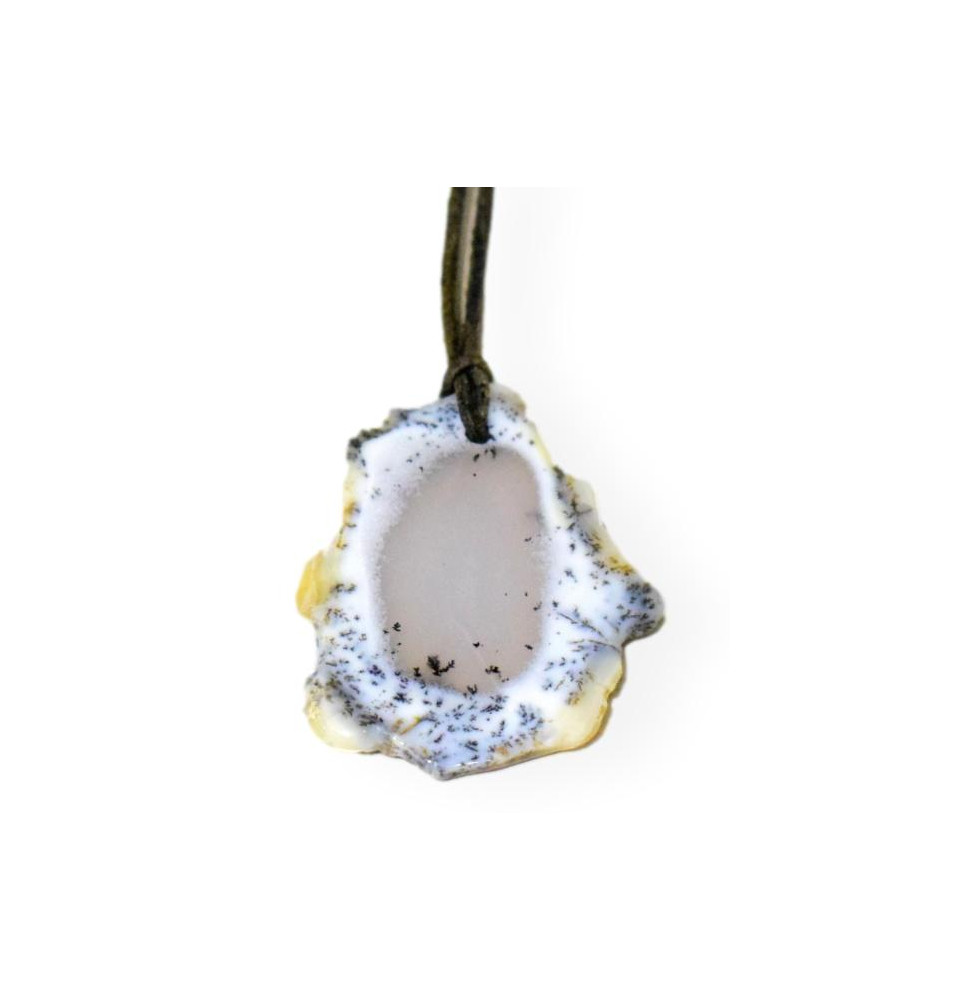 Pendentif Agate dendritique sur cordon