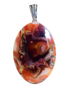 Pendentif Agate mousse orange et noire