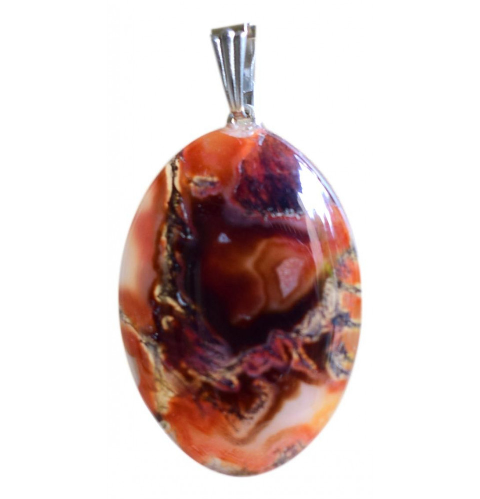 Pendentif Agate mousse orange et noire